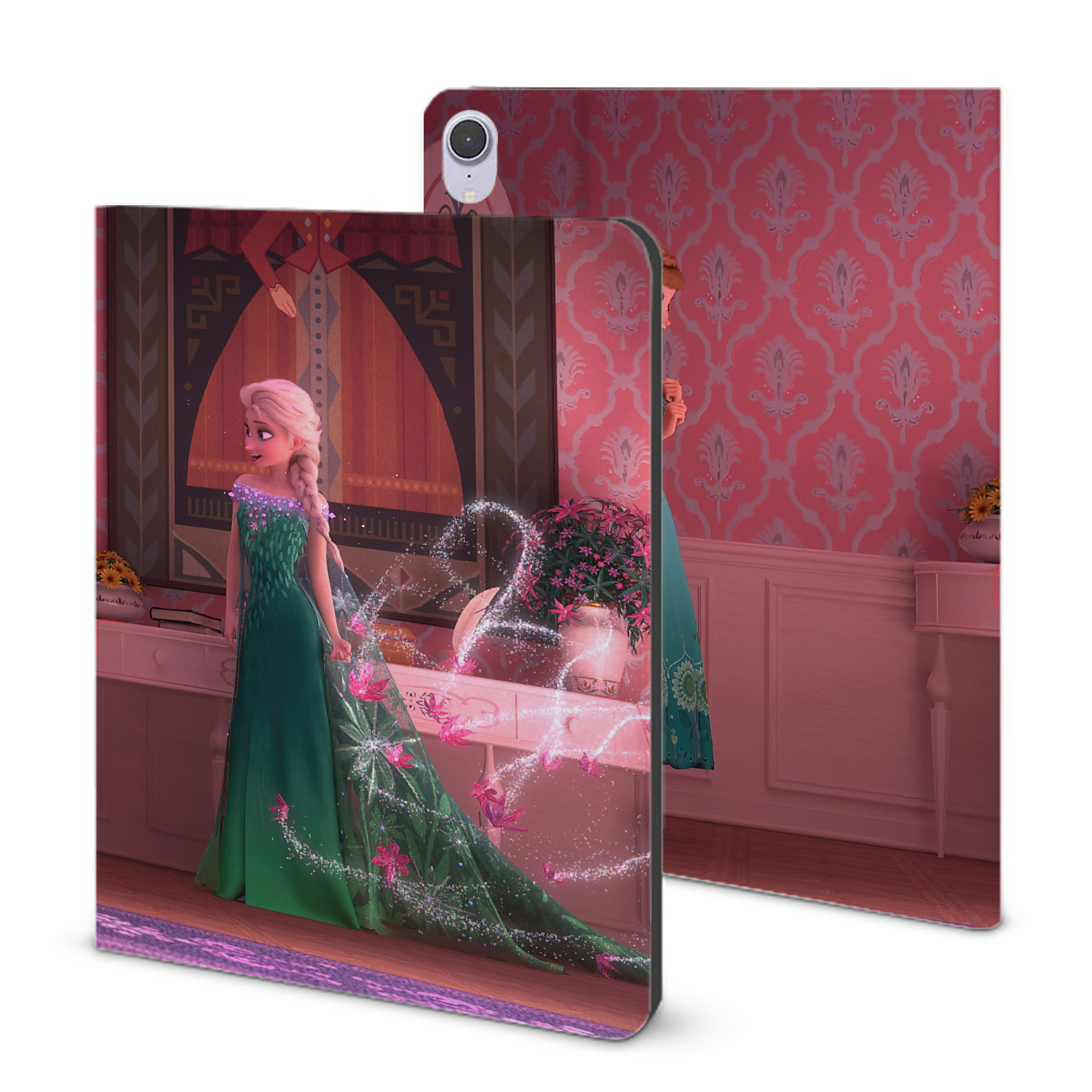 （画像用） アナと雪の女王 アンナ エルサ Frozen Anna Elsa IPad ケース ブック型 PUレザー TPU 耐衝撃 軽量 薄型 ペン収納なし 全面保護 IPad 各モデル対応